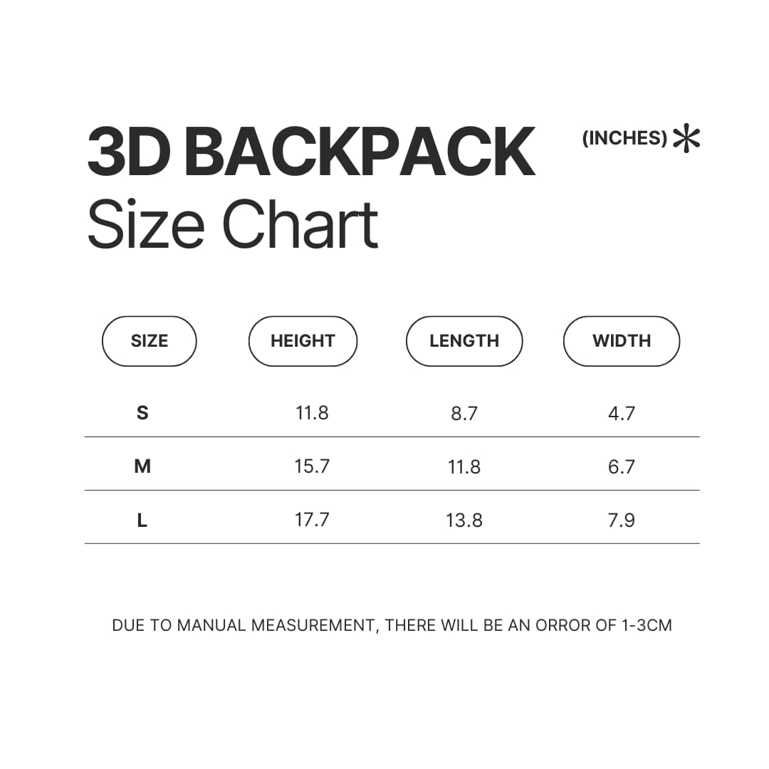 3D Backpack Size Chart - Cockapoo Gifts UK